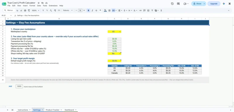 True Cost & Pricing Calculator for Etsy Sellers