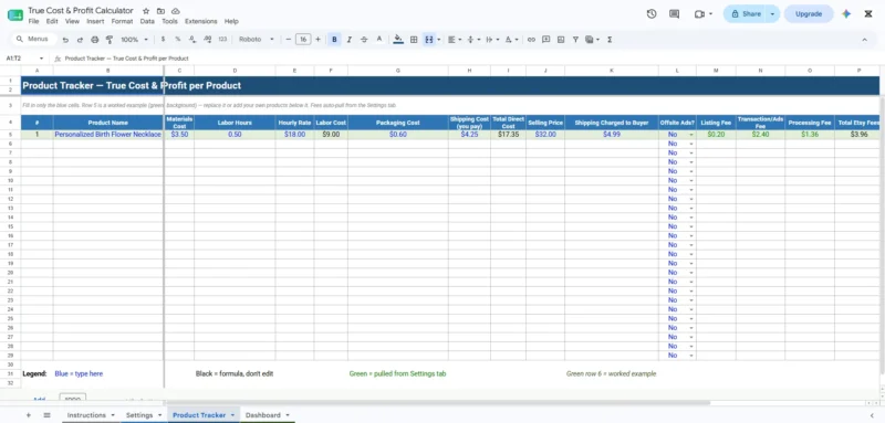True Cost & Pricing Calculator for Etsy Sellers