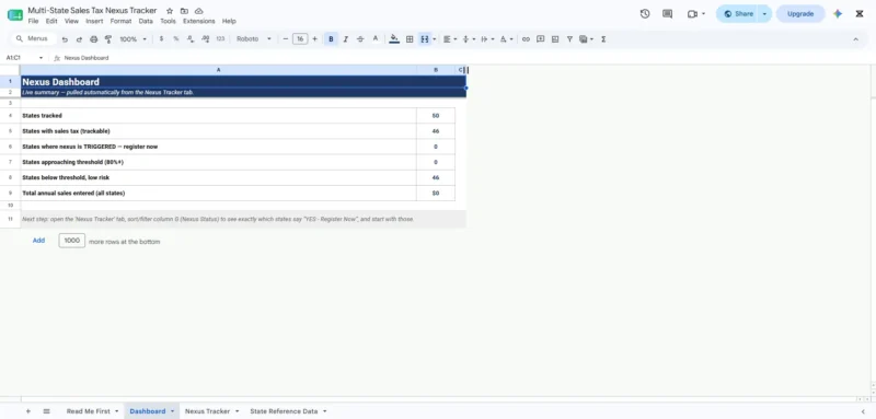 Multi-State Sales Tax Nexus Tracker