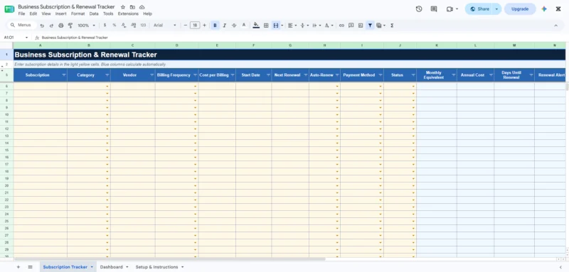 business subscription renewal tracker template 1