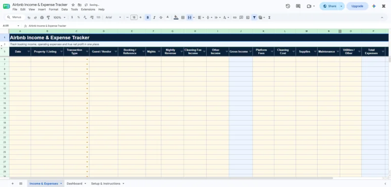 airbnb income expense tracker template 1