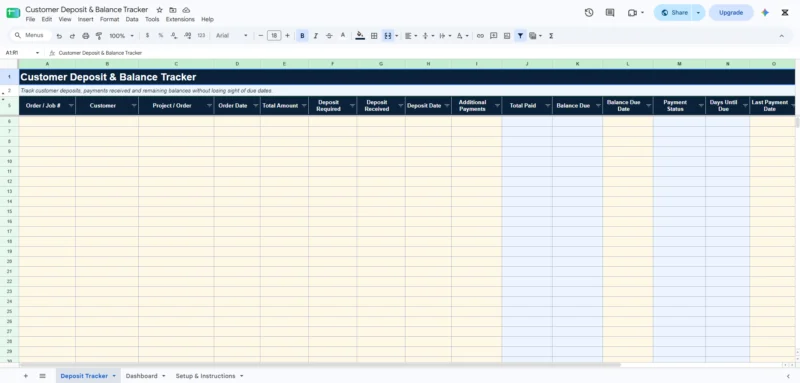 customer deposit balance tracker template 1