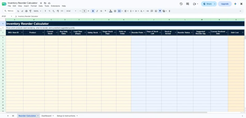 inventory reorder calculator template 1