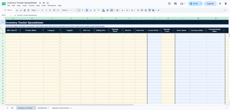 inventory tracker spreadsheet template 1