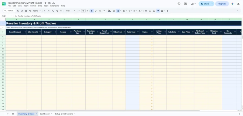 reseller inventory profit tracker template 1