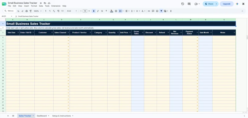 small business sales tracker template 1